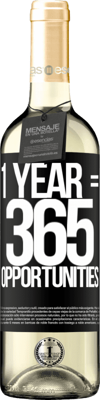 29,95 € | Vin blanc Édition WHITE 1 year 365 opportunities Étiquette Noire. Étiquette personnalisable Vin jeune Récolte 2024 Verdejo