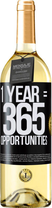 29,95 € | Vino Blanco Edición WHITE 1 year 365 opportunities Etiqueta Negra. Etiqueta personalizable Vino joven Cosecha 2023 Verdejo