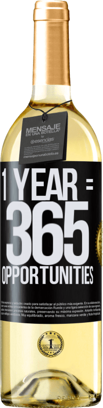 29,95 € | Vino Blanco Edición WHITE 1 year 365 opportunities Etiqueta Negra. Etiqueta personalizable Vino joven Cosecha 2025 Verdejo
