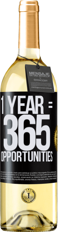 29,95 € | Weißwein WHITE Ausgabe 1 year 365 opportunities Schwarzes Etikett. Anpassbares Etikett Junger Wein Ernte 2023 Verdejo