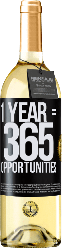 29,95 € | Weißwein WHITE Ausgabe 1 year 365 opportunities Schwarzes Etikett. Anpassbares Etikett Junger Wein Ernte 2025 Verdejo