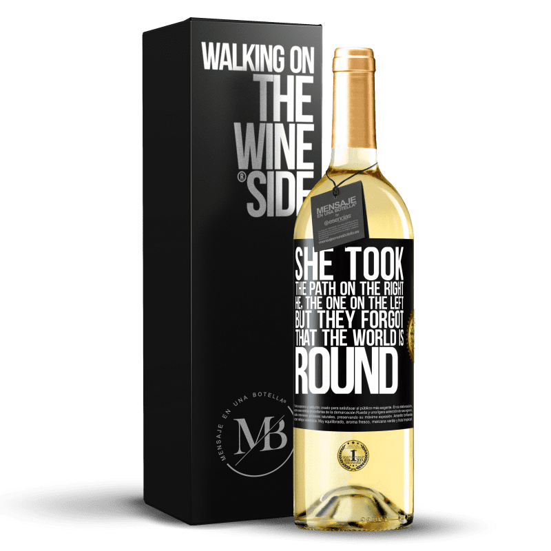 29,95 € Free Shipping | White Wine WHITE Edition She took the path on the right, he, the one on the left. But they forgot that the world is round Black Label. Customizable label Young wine Harvest 2023 Verdejo