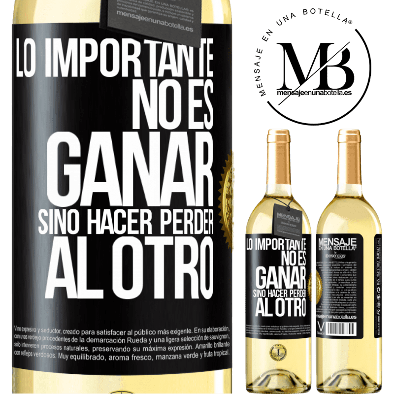 29,95 € Envoi gratuit | Vin blanc Édition WHITE L'important n'est pas de gagner, mais de perdre l'autre Étiquette Noire. Étiquette personnalisable Vin jeune Récolte 2022 Verdejo