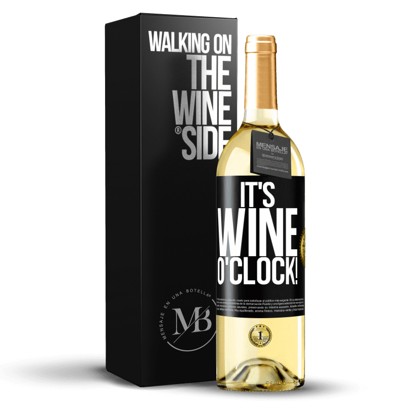 29,95 € Envío gratis | Vino Blanco Edición WHITE It's wine o'clock! Etiqueta Negra. Etiqueta personalizable Vino joven Cosecha 2024 Verdejo