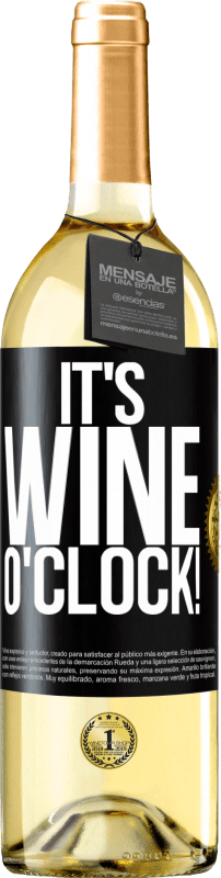 29,95 € Spedizione Gratuita | Vino bianco Edizione WHITE It's wine o'clock! Etichetta Nera. Etichetta personalizzabile Vino giovane Raccogliere 2023 Verdejo
