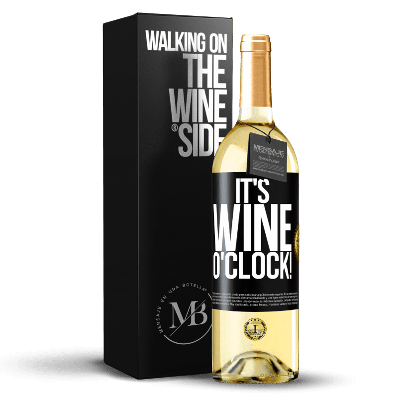 29,95 € Spedizione Gratuita | Vino bianco Edizione WHITE It's wine o'clock! Etichetta Nera. Etichetta personalizzabile Vino giovane Raccogliere 2024 Verdejo