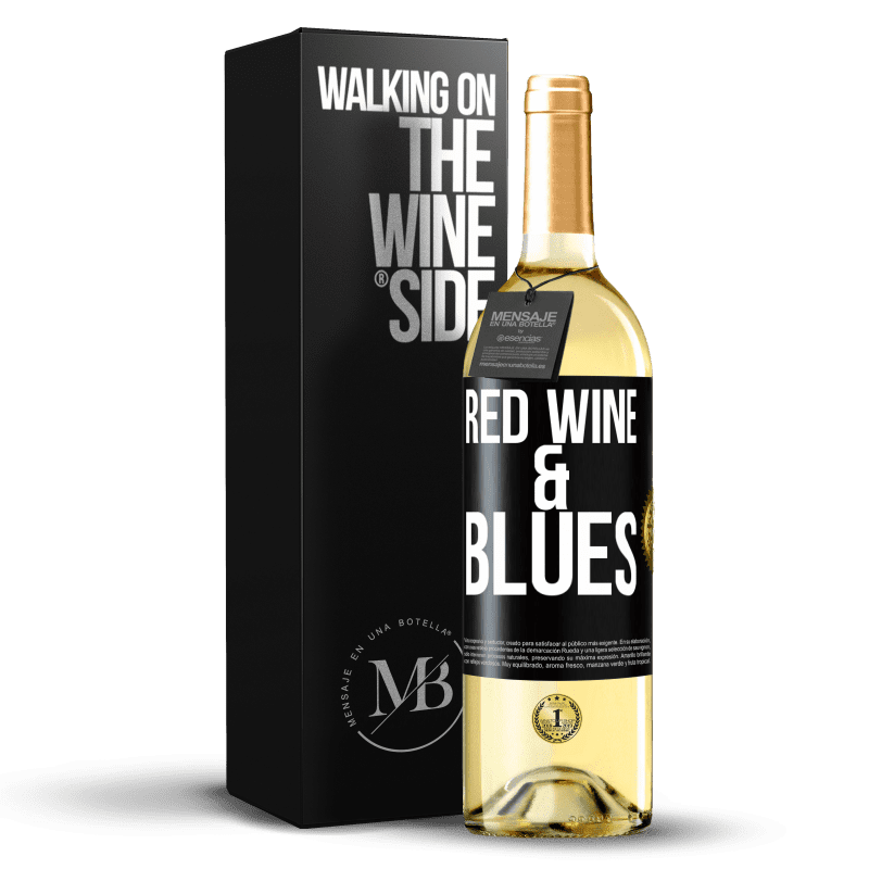 29,95 € Envio grátis | Vinho branco Edição WHITE Red wine & Blues Etiqueta Preta. Etiqueta personalizável Vinho jovem Colheita 2025 Verdejo