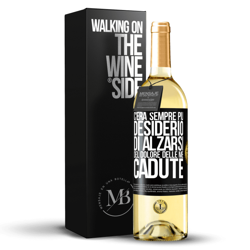 29,95 € Spedizione Gratuita | Vino bianco Edizione WHITE C'era sempre più desiderio di alzarsi del dolore delle mie cadute Etichetta Nera. Etichetta personalizzabile Vino giovane Raccogliere 2024 Verdejo