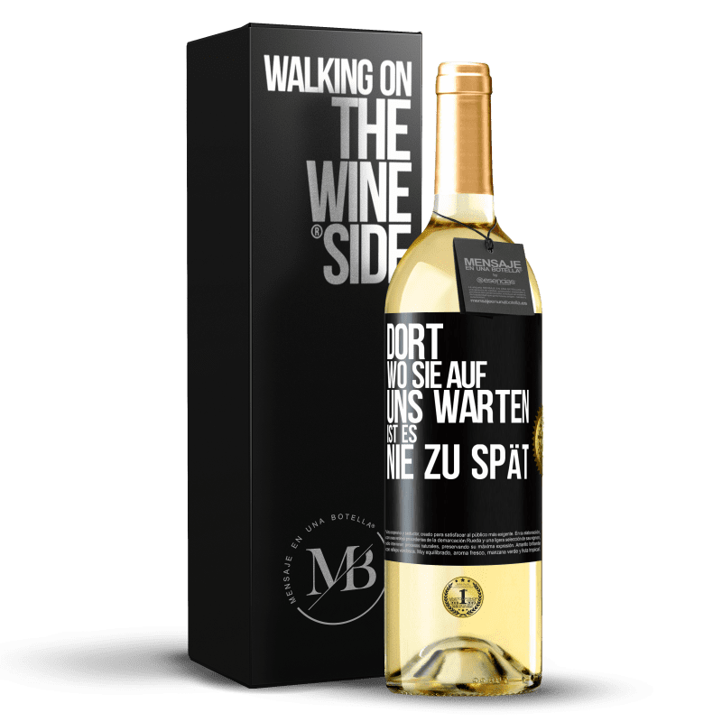 29,95 € Kostenloser Versand | Weißwein WHITE Ausgabe Dort, wo sie auf uns warten, ist es nie zu spät Schwarzes Etikett. Anpassbares Etikett Junger Wein Ernte 2023 Verdejo