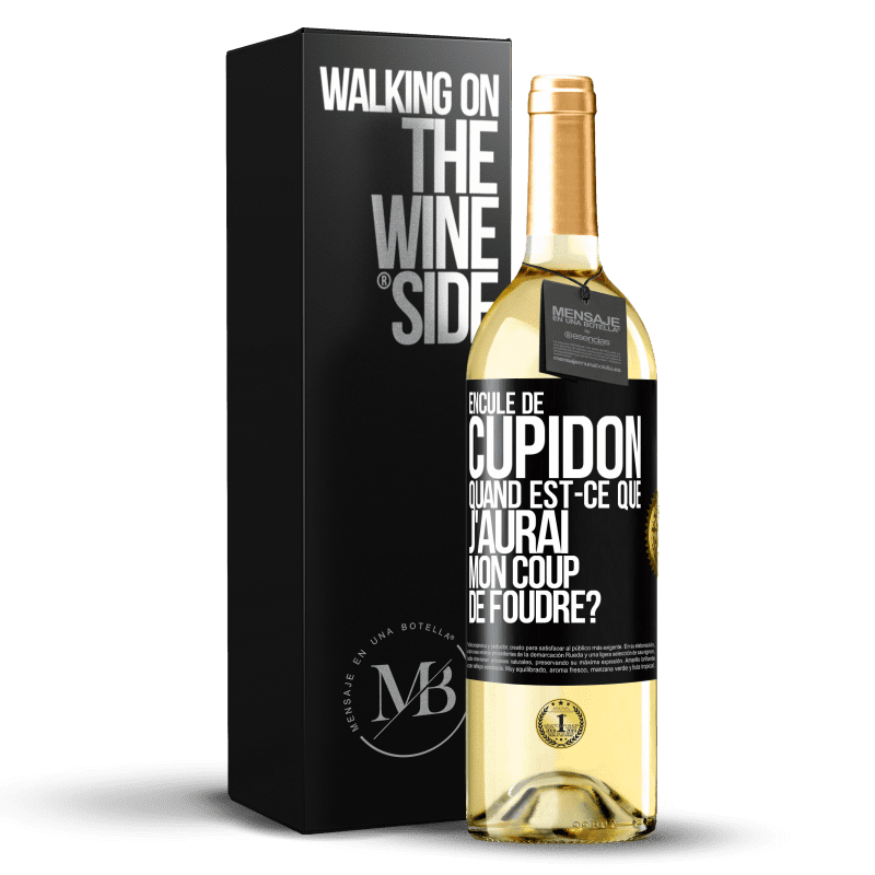 29,95 € Envoi gratuit | Vin blanc Édition WHITE Enculé de Cupidon, quand est-ce que j'aurai mon coup de foudre? Étiquette Noire. Étiquette personnalisable Vin jeune Récolte 2024 Verdejo