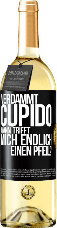 29,95 € | Weißwein WHITE Ausgabe Verdammt, Cupido, wann trifft mich endlich einen Pfeil? Schwarzes Etikett. Anpassbares Etikett Junger Wein Ernte 2023 Verdejo