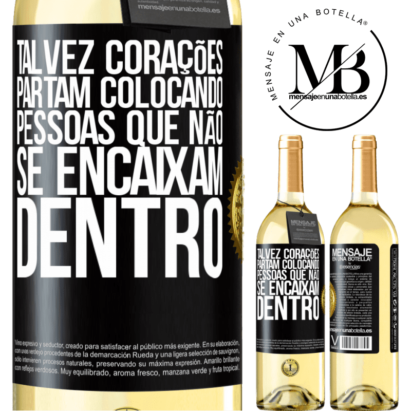 29,95 € Envio grátis | Vinho branco Edição WHITE Talvez corações partam colocando pessoas que não se encaixam dentro Etiqueta Preta. Etiqueta personalizável Vinho jovem Colheita 2024 Verdejo