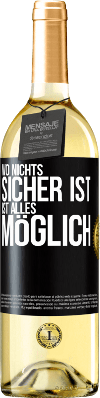 29,95 € | Weißwein WHITE Ausgabe Wo nichts sicher ist, ist alles möglich Schwarzes Etikett. Anpassbares Etikett Junger Wein Ernte 2024 Verdejo