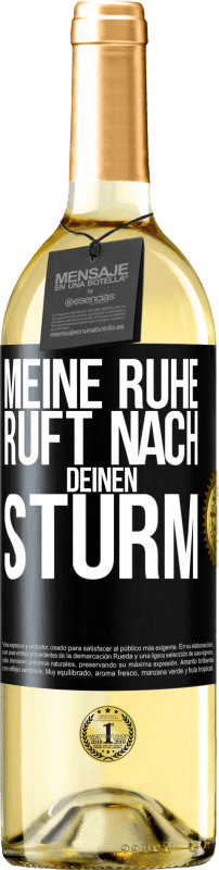 29,95 € | Weißwein WHITE Ausgabe Meine Ruhe ruft nach deinen Sturm Schwarzes Etikett. Anpassbares Etikett Junger Wein Ernte 2024 Verdejo