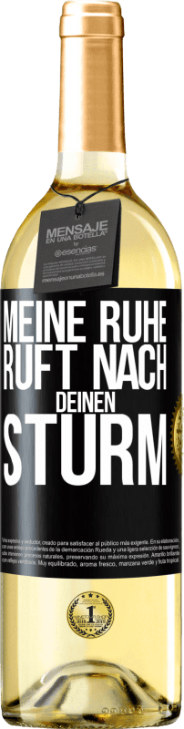 29,95 € Kostenloser Versand | Weißwein WHITE Ausgabe Meine Ruhe ruft nach deinen Sturm Schwarzes Etikett. Anpassbares Etikett Junger Wein Ernte 2025 Verdejo