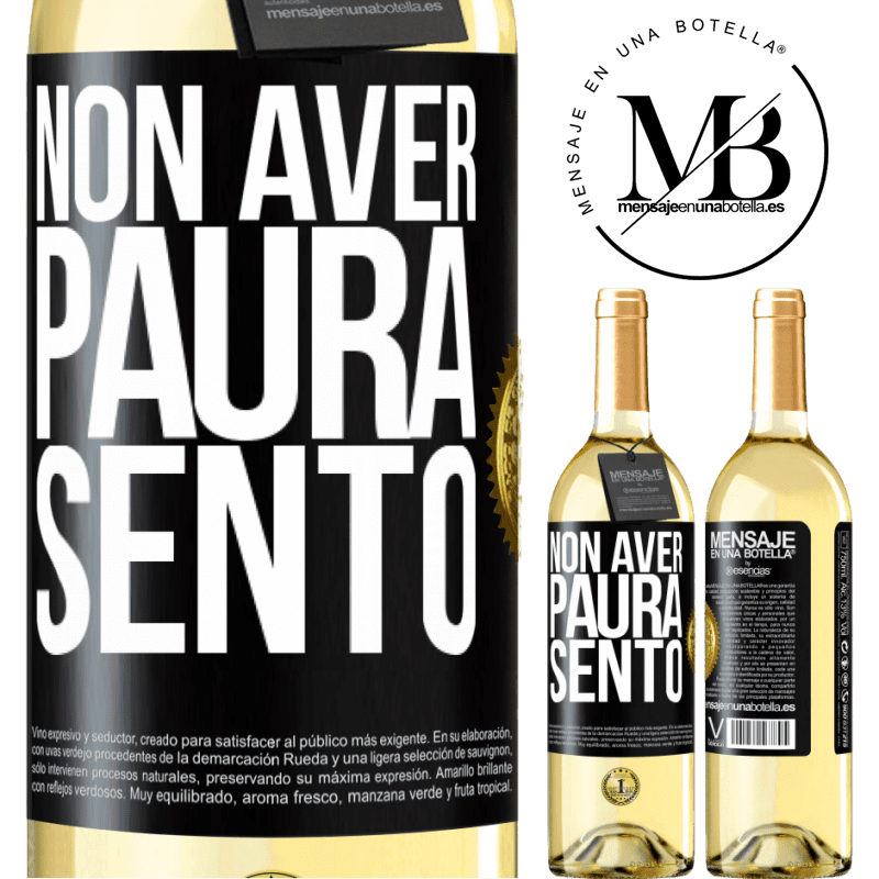 29,95 € Spedizione Gratuita | Vino bianco Edizione WHITE Non aver paura Sento Etichetta Nera. Etichetta personalizzabile Vino giovane Raccogliere 2024 Verdejo