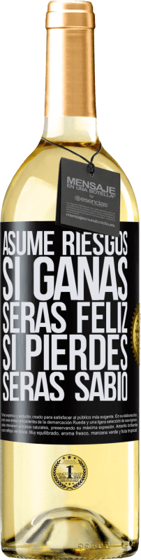 29,95 € Envío gratis | Vino Blanco Edición WHITE Asume riesgos. Si ganas, serás feliz. Si pierdes, serás sabio Etiqueta Negra. Etiqueta personalizable Vino joven Cosecha 2025 Verdejo