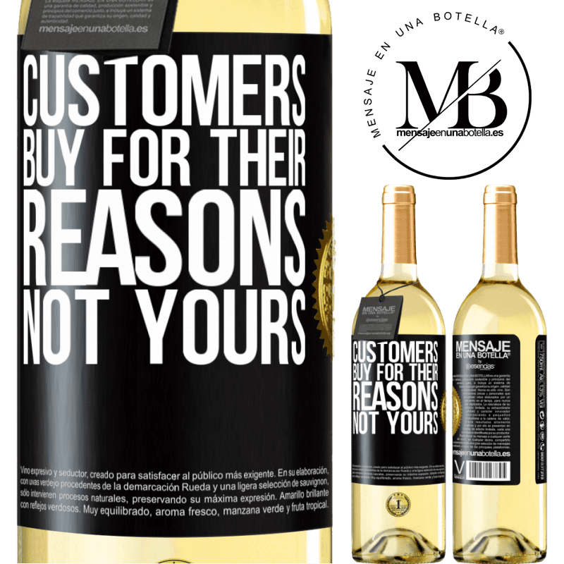 29,95 € Free Shipping | White Wine WHITE Edition Customers buy for their reasons, not yours Black Label. Customizable label Young wine Harvest 2023 Verdejo