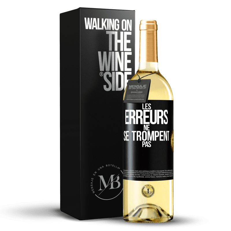 29,95 € Envoi gratuit | Vin blanc Édition WHITE Les erreurs ne se trompent pas Étiquette Noire. Étiquette personnalisable Vin jeune Récolte 2024 Verdejo