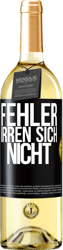 29,95 € Kostenloser Versand | Weißwein WHITE Ausgabe Fehler irren sich nicht Schwarzes Etikett. Anpassbares Etikett Junger Wein Ernte 2024 Verdejo