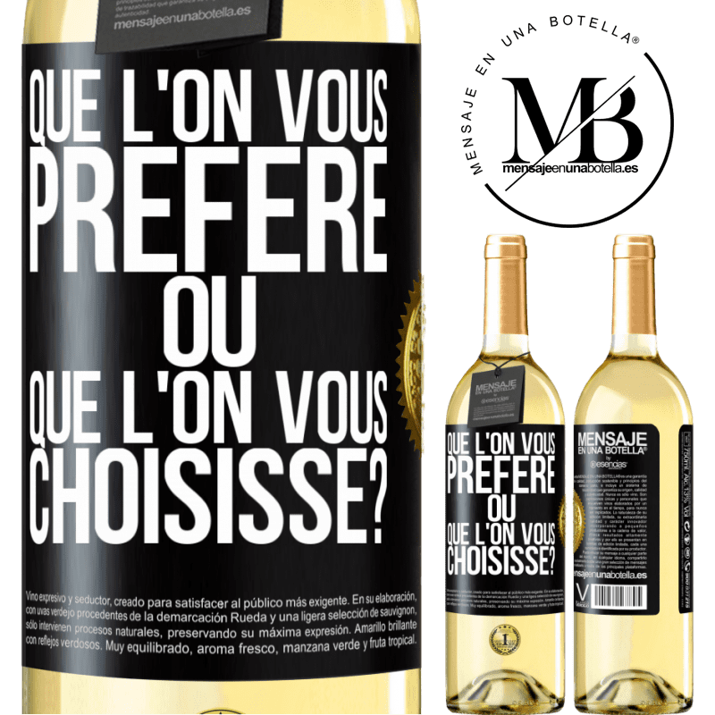 29,95 € Envoi gratuit | Vin blanc Édition WHITE Que l'on vous préfère ou que l'on vous choisisse? Étiquette Noire. Étiquette personnalisable Vin jeune Récolte 2024 Verdejo