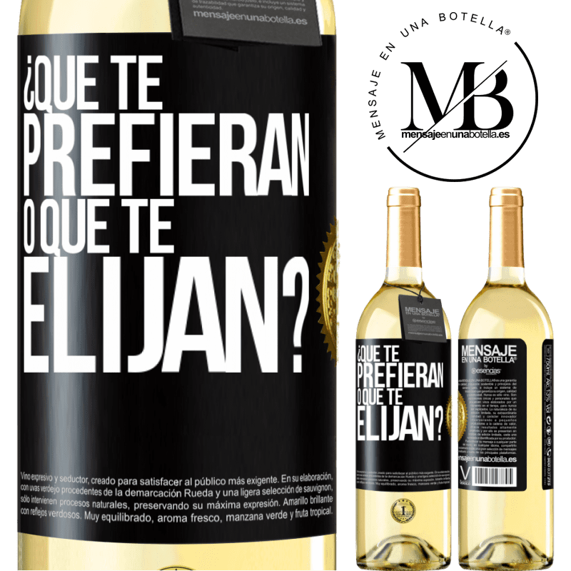 29,95 € Envío gratis | Vino Blanco Edición WHITE ¿Que te prefieran, o que te elijan? Etiqueta Negra. Etiqueta personalizable Vino joven Cosecha 2024 Verdejo