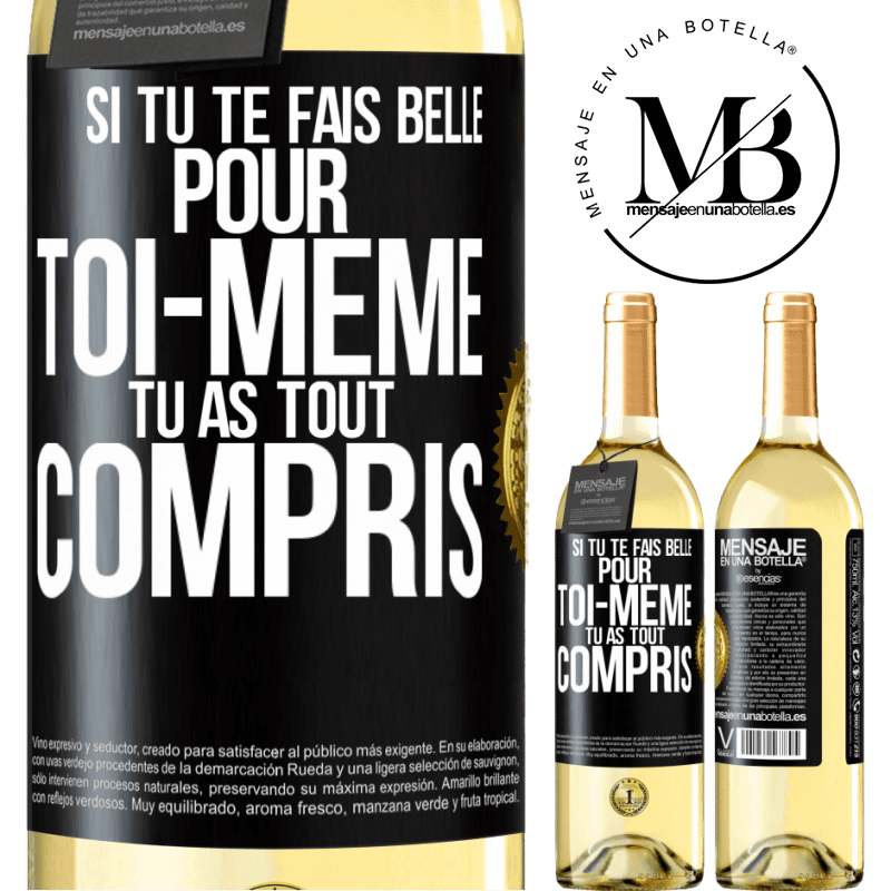 29,95 € Envoi gratuit | Vin blanc Édition WHITE Si tu te fais belle pour toi-même, tu as tout compris Étiquette Noire. Étiquette personnalisable Vin jeune Récolte 2023 Verdejo