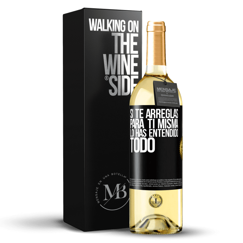 29,95 € Envoi gratuit | Vin blanc Édition WHITE Si vous gérez par vous-même, vous avez tout compris Étiquette Noire. Étiquette personnalisable Vin jeune Récolte 2022 Verdejo
