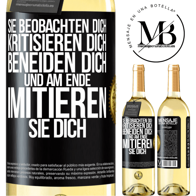 29,95 € Kostenloser Versand | Weißwein WHITE Ausgabe Sie beobachten dich, kritisieren dich, beneiden dich... und am Ende imitieren sie dich Schwarzes Etikett. Anpassbares Etikett Junger Wein Ernte 2025 Verdejo