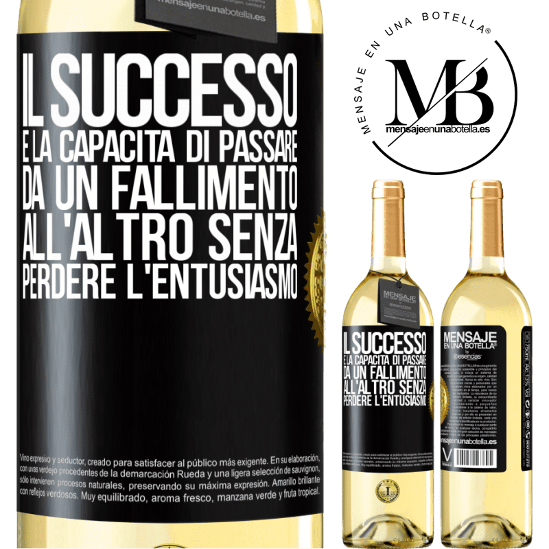 29,95 € Spedizione Gratuita | Vino bianco Edizione WHITE Il successo è la capacità di passare da un fallimento all'altro senza perdere l'entusiasmo Etichetta Nera. Etichetta personalizzabile Vino giovane Raccogliere 2023 Verdejo