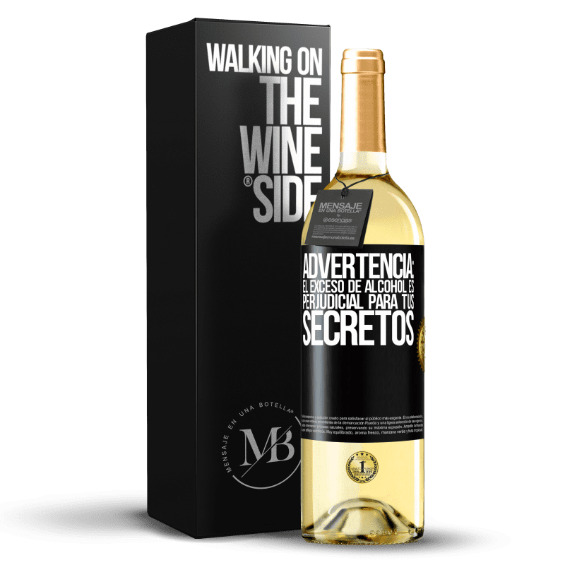 29,95 € Envío gratis | Vino Blanco Edición WHITE Advertencia: El exceso de alcohol es perjudicial para tus secretos Etiqueta Negra. Etiqueta personalizable Vino joven Cosecha 2025 Verdejo