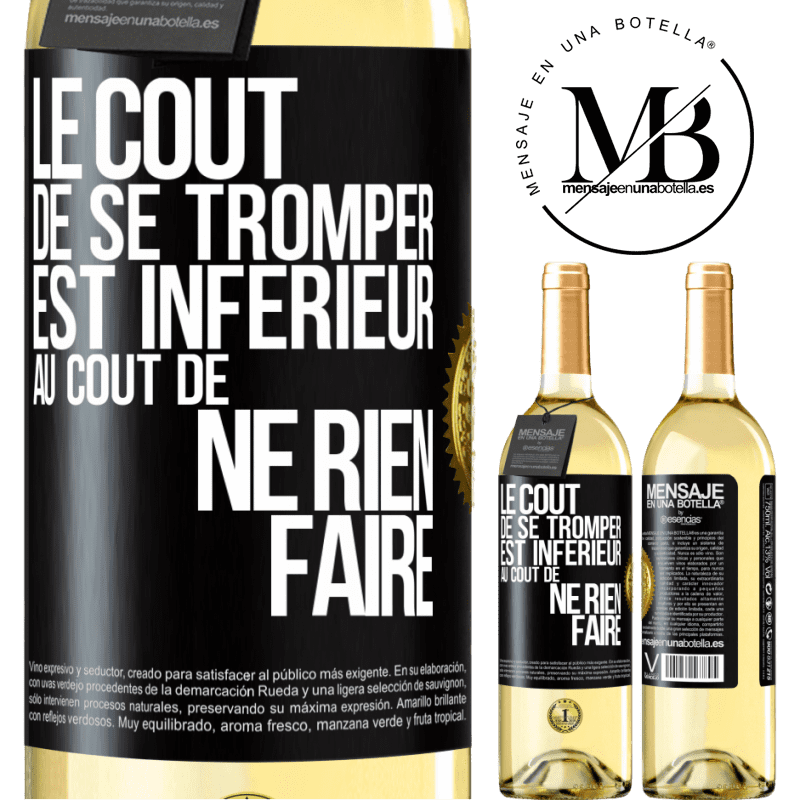 29,95 € Envoi gratuit | Vin blanc Édition WHITE Le coût de se tromper est inférieur au coût de ne rien faire Étiquette Noire. Étiquette personnalisable Vin jeune Récolte 2023 Verdejo