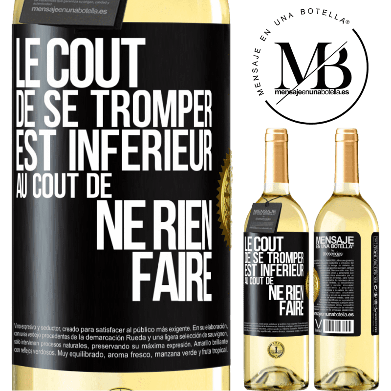 29,95 € Envoi gratuit | Vin blanc Édition WHITE Le coût de se tromper est inférieur au coût de ne rien faire Étiquette Noire. Étiquette personnalisable Vin jeune Récolte 2025 Verdejo
