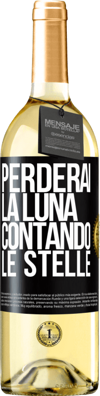 29,95 € Spedizione Gratuita | Vino bianco Edizione WHITE Perderai la luna contando le stelle Etichetta Nera. Etichetta personalizzabile Vino giovane Raccogliere 2025 Verdejo