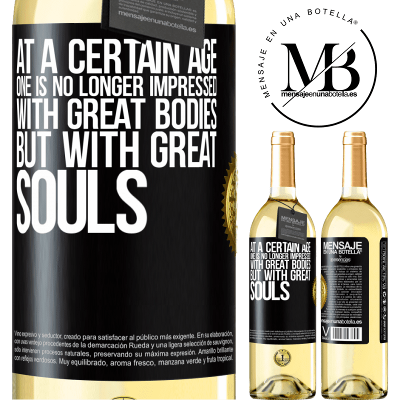 29,95 € Free Shipping | White Wine WHITE Edition At a certain age one is no longer impressed with great bodies, but with great souls Black Label. Customizable label Young wine Harvest 2022 Verdejo