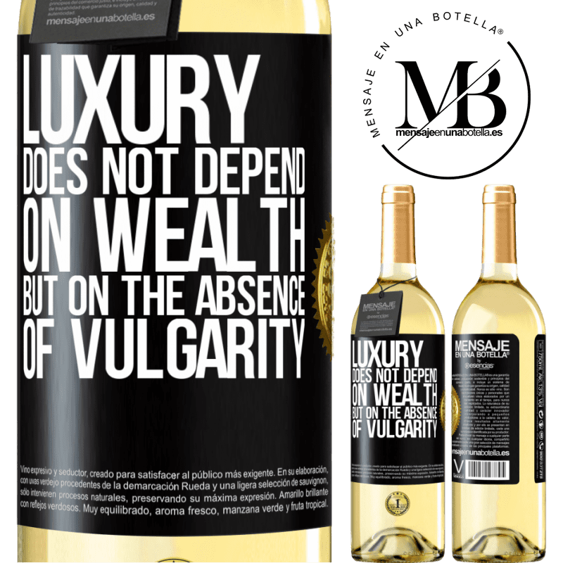 29,95 € Free Shipping | White Wine WHITE Edition Luxury does not depend on wealth, but on the absence of vulgarity Black Label. Customizable label Young wine Harvest 2022 Verdejo