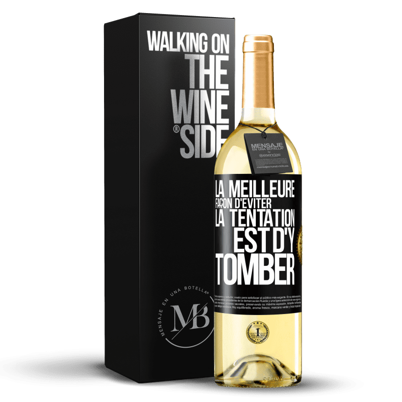 29,95 € Envoi gratuit | Vin blanc Édition WHITE La meilleure façon d'éviter la tentation est d'y tomber Étiquette Noire. Étiquette personnalisable Vin jeune Récolte 2023 Verdejo