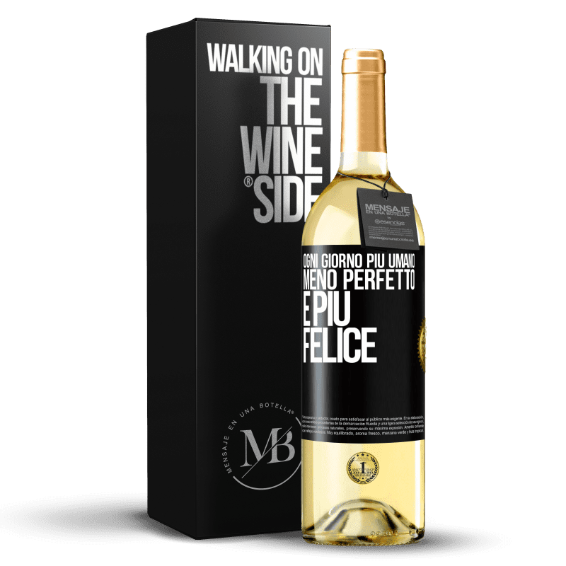 29,95 € Spedizione Gratuita | Vino bianco Edizione WHITE Ogni giorno più umano, meno perfetto e più felice Etichetta Nera. Etichetta personalizzabile Vino giovane Raccogliere 2024 Verdejo