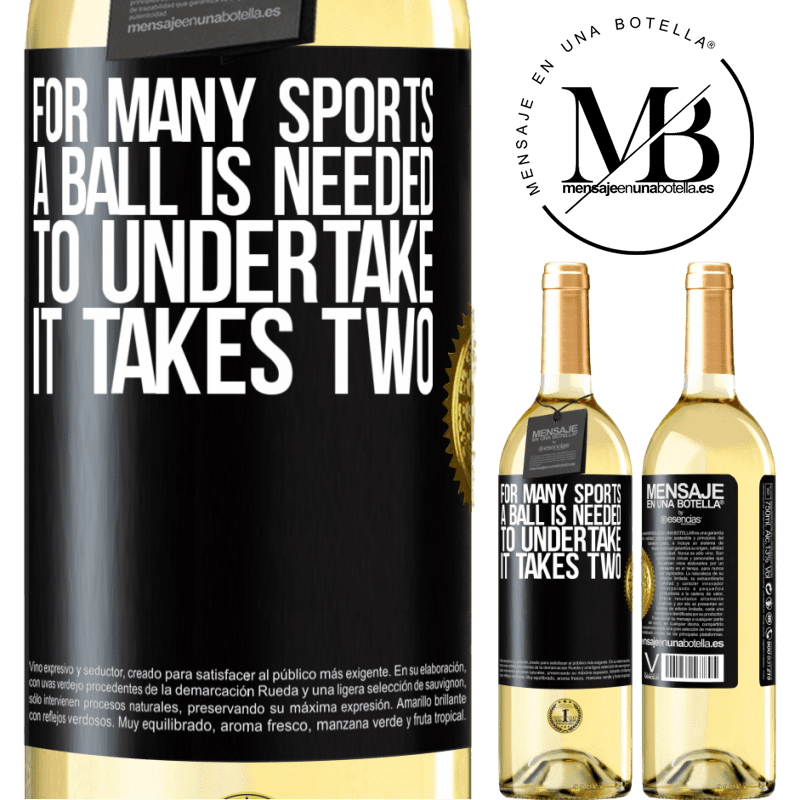 29,95 € Free Shipping | White Wine WHITE Edition For many sports a ball is needed. To undertake, it takes two Black Label. Customizable label Young wine Harvest 2024 Verdejo