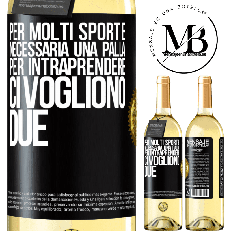 29,95 € Spedizione Gratuita | Vino bianco Edizione WHITE Per molti sport è necessaria una palla. Per intraprendere, ci vogliono due Etichetta Nera. Etichetta personalizzabile Vino giovane Raccogliere 2024 Verdejo