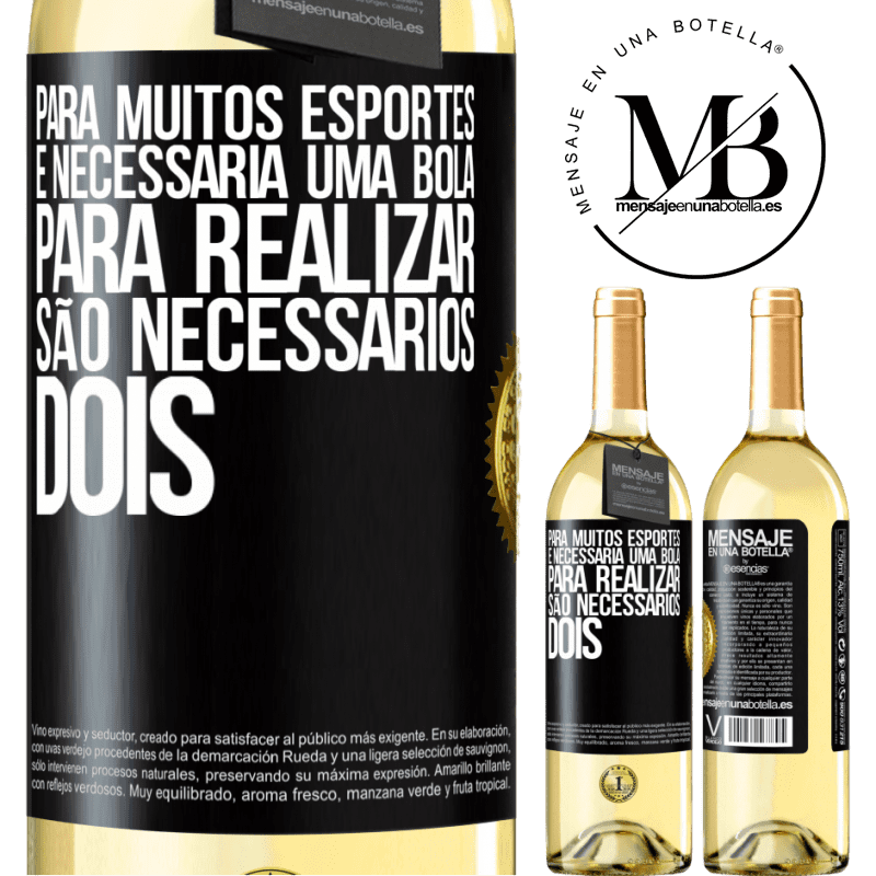 29,95 € Envio grátis | Vinho branco Edição WHITE Para muitos esportes, é necessária uma bola. Para realizar, são necessários dois Etiqueta Preta. Etiqueta personalizável Vinho jovem Colheita 2024 Verdejo