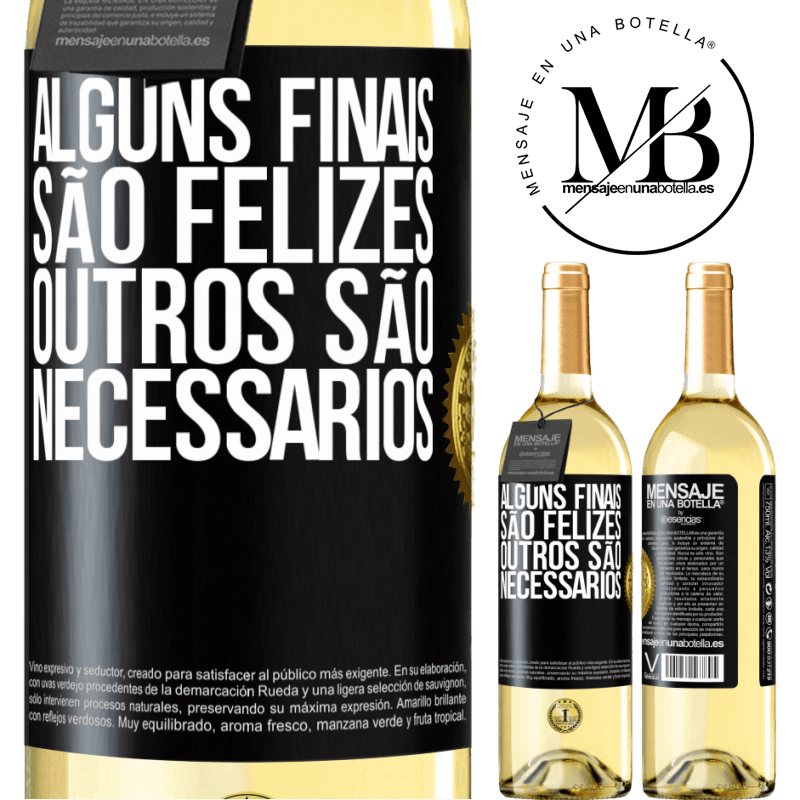 29,95 € Envio grátis | Vinho branco Edição WHITE Alguns finais são felizes. Outros são necessários Etiqueta Preta. Etiqueta personalizável Vinho jovem Colheita 2024 Verdejo