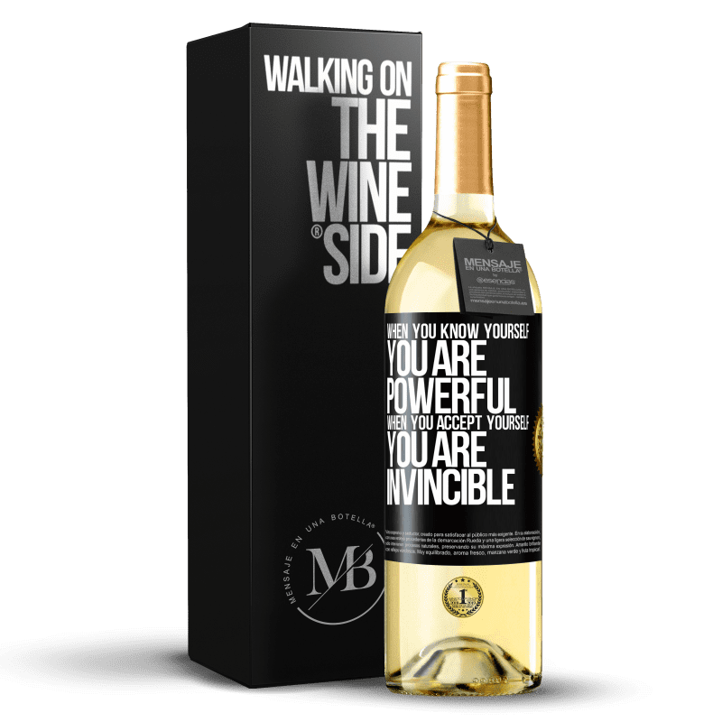 29,95 € Free Shipping | White Wine WHITE Edition When you know yourself, you are powerful. When you accept yourself, you are invincible Black Label. Customizable label Young wine Harvest 2024 Verdejo