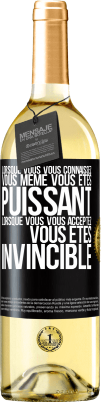 29,95 € Envoi gratuit | Vin blanc Édition WHITE Lorsque vous vous connaissez vous même vous êtes puissant. Lorsque vous vous acceptez vous êtes invincible Étiquette Noire. Étiquette personnalisable Vin jeune Récolte 2025 Verdejo