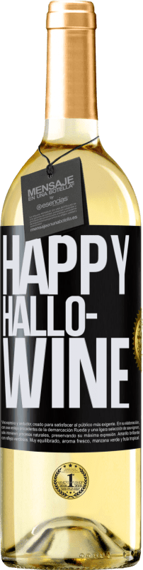 Kostenloser Versand | Weißwein WHITE Ausgabe Happy Hallo-Wine Schwarzes Etikett. Anpassbares Etikett Junger Wein Ernte 2023 Verdejo