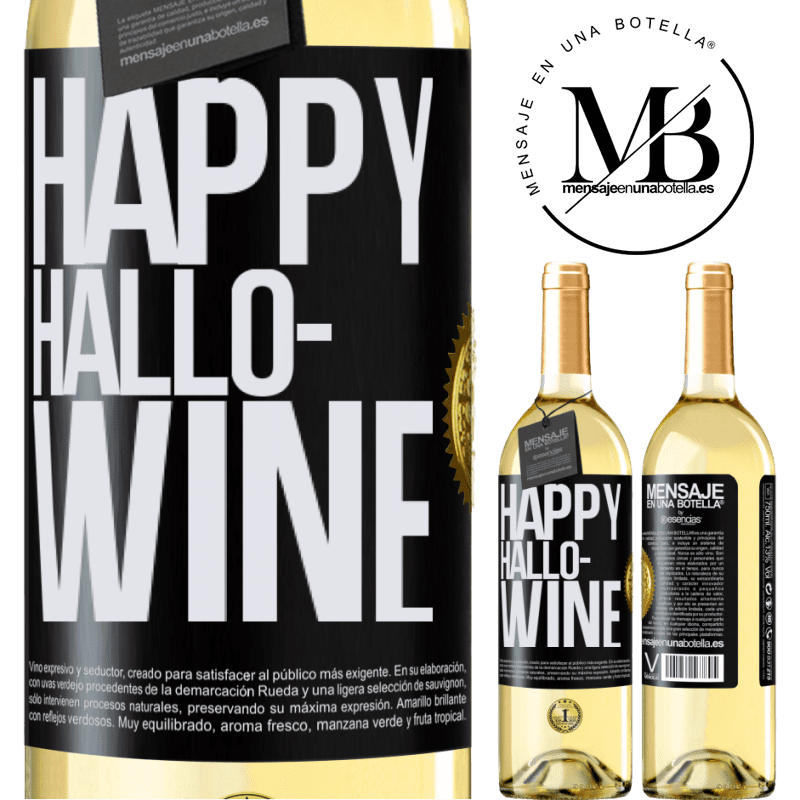 29,95 € Kostenloser Versand | Weißwein WHITE Ausgabe Happy Hallo-Wine Schwarzes Etikett. Anpassbares Etikett Junger Wein Ernte 2024 Verdejo