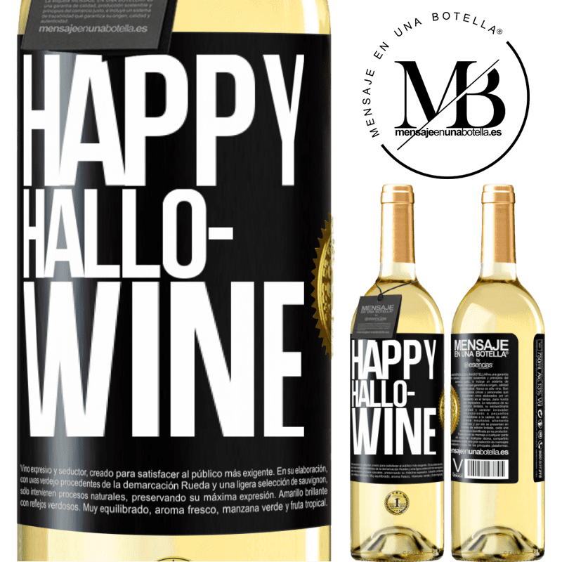 29,95 € Spedizione Gratuita | Vino bianco Edizione WHITE Happy Hallo-Wine Etichetta Nera. Etichetta personalizzabile Vino giovane Raccogliere 2024 Verdejo