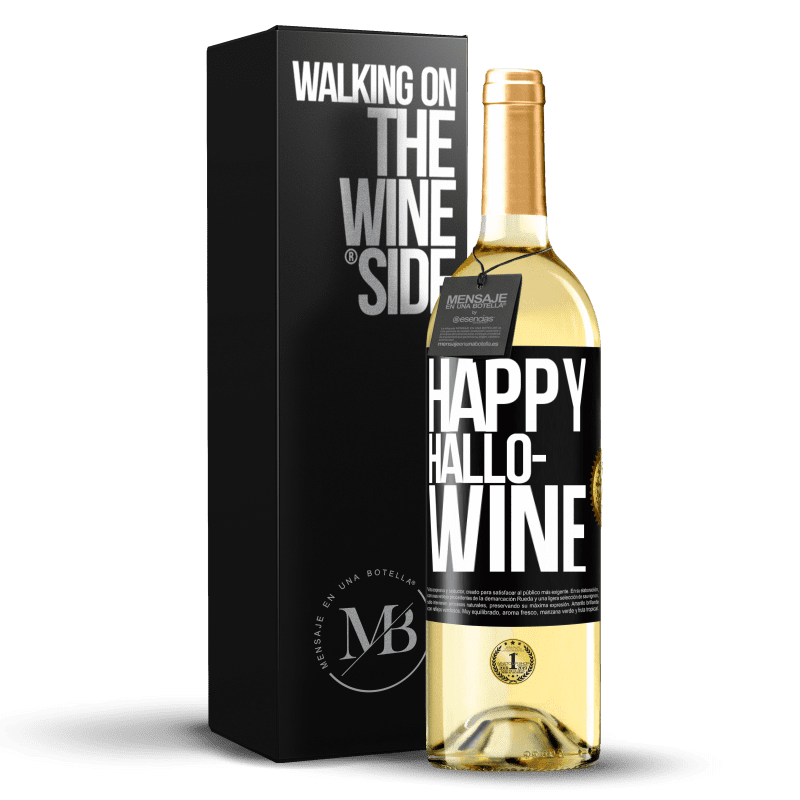 29,95 € Spedizione Gratuita | Vino bianco Edizione WHITE Happy Hallo-Wine Etichetta Nera. Etichetta personalizzabile Vino giovane Raccogliere 2024 Verdejo