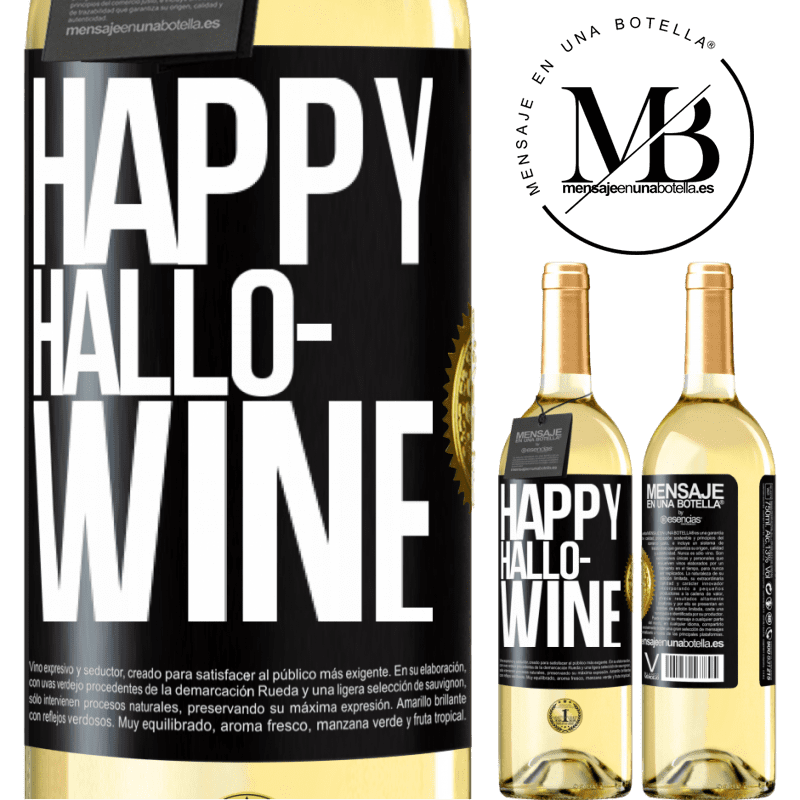 29,95 € Envio grátis | Vinho branco Edição WHITE Happy Hallo-Wine Etiqueta Preta. Etiqueta personalizável Vinho jovem Colheita 2024 Verdejo