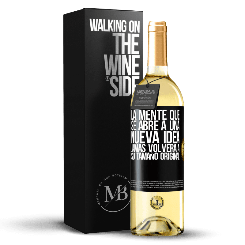 29,95 € Envoi gratuit | Vin blanc Édition WHITE L'esprit qui s'ouvre à une nouvelle idée ne reviendra jamais à sa taille d'origine Étiquette Noire. Étiquette personnalisable Vin jeune Récolte 2022 Verdejo